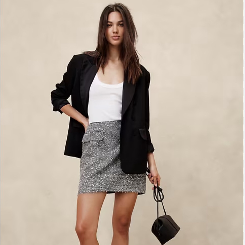 Banana Republic Metallic Tweed Mini Skirt